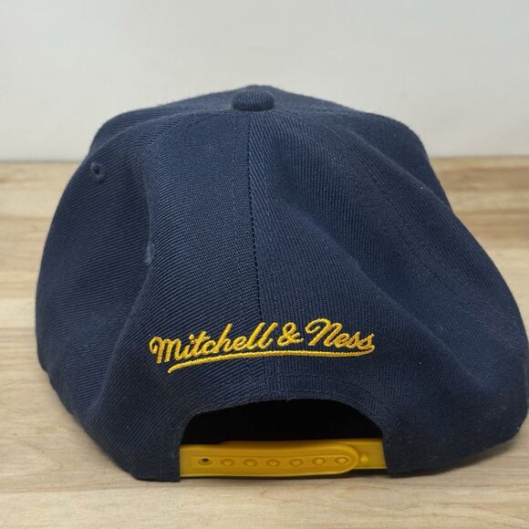 Golden State Warriors Mitchell & Ness NBA Snapback Hat Cap 3D Logo Navy Yellow - Picture 3 of 11